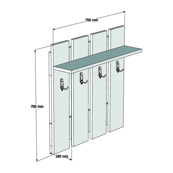 Antracytowo-naturalny wieszak ścienny w dekorze orzecha z półką Mita – Puqa Design-image-3