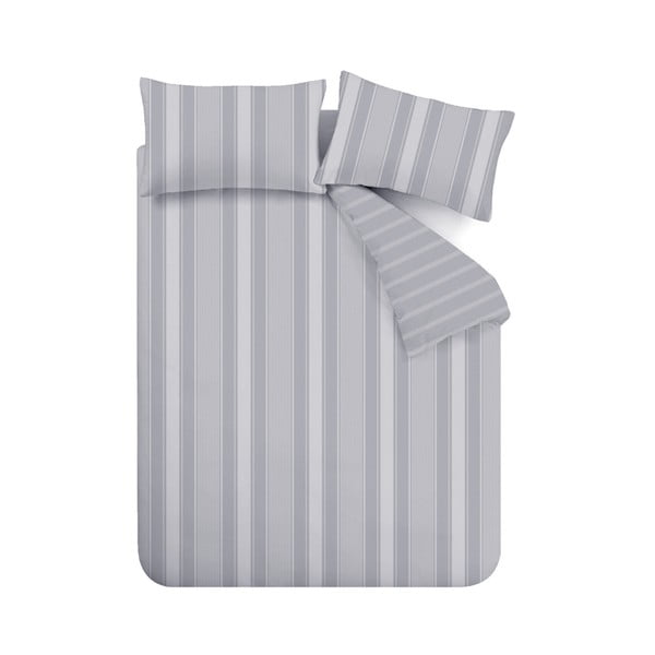 Szara flanelowa pościel jednoosobowa 135x200 cm Ticking Stripe – Bianca-image-2