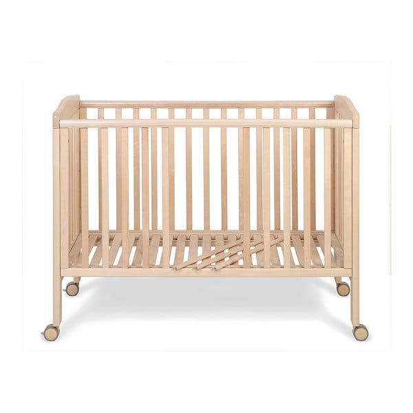 Łóżeczko drewniane na kółeczkach z regulowanym bokiem YappyKids Qu, 120x60 cm-image-3