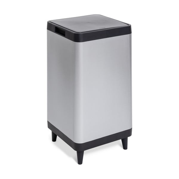 Plastikowy kosz na śmieci otwierany na dotyk w kolorze srebra 80 l Berlino – DEA HOME