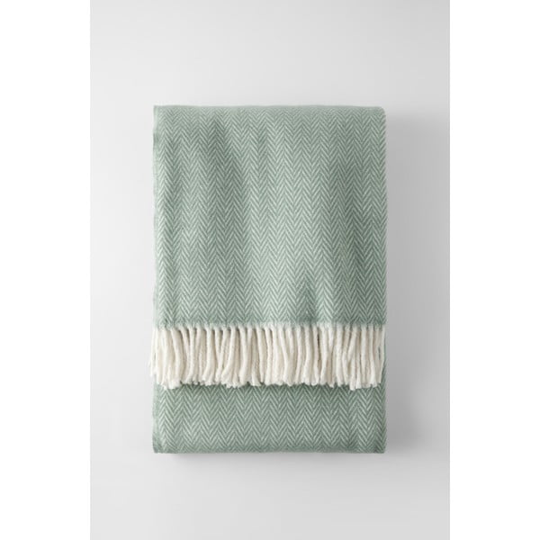 Jasnozielony pled z domieszką bawełny Euromant Skyline, 140x180 cm