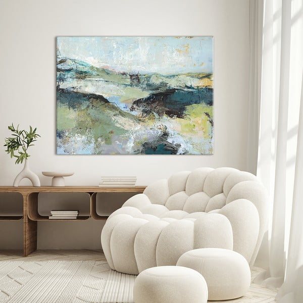 Obraz z ręcznie malowanymi elementami 118x90 cm Green Mountain   – Malerifabrikken-image-1