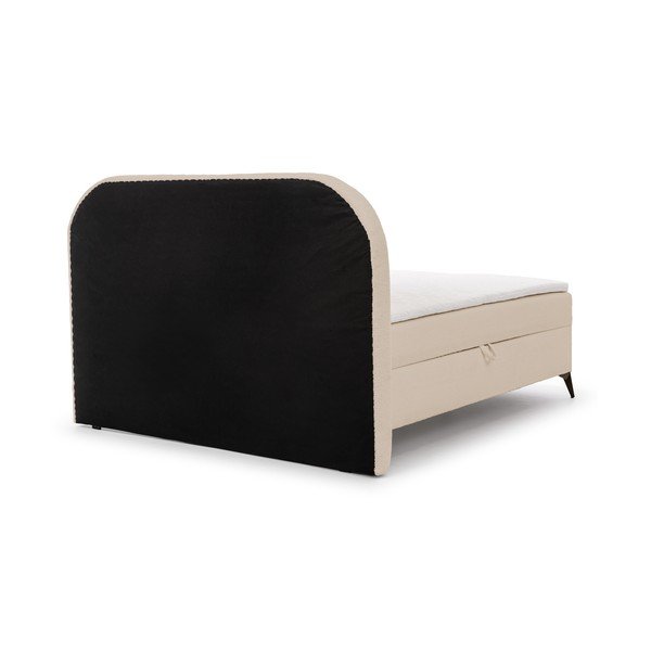 Beżowe łóżko kontynentalne ze schowkiem 160x200 cm Ornes – Ropez-image-4