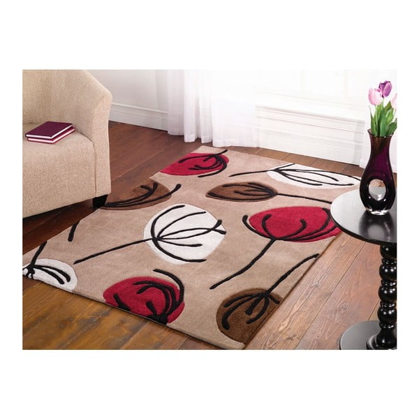 Dywan Fifties Floral Choc Red, 220x160 cm