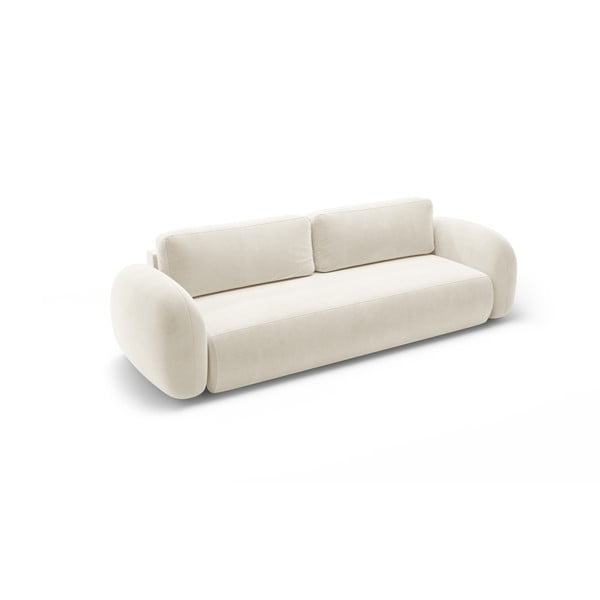 Kremowa aksamitna rozkładana/ze schowkiem sofa 262 cm Tonale – Cosmopolitan Design-image-2