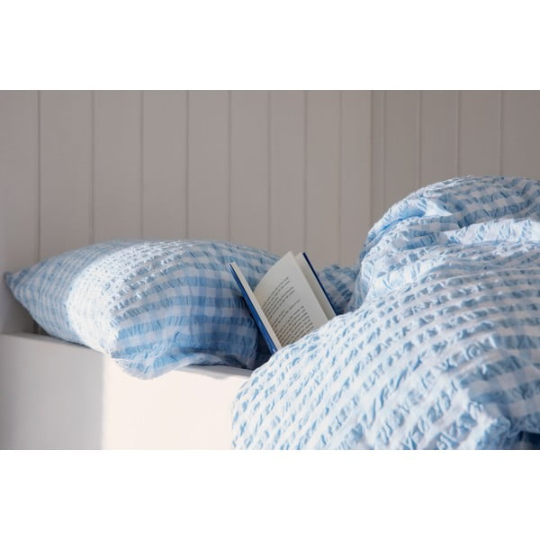 Biało-jasnoniebieska pościel jednoosobowa z kory 140x200 cm Bæk&Bølge – JUNA-image-3