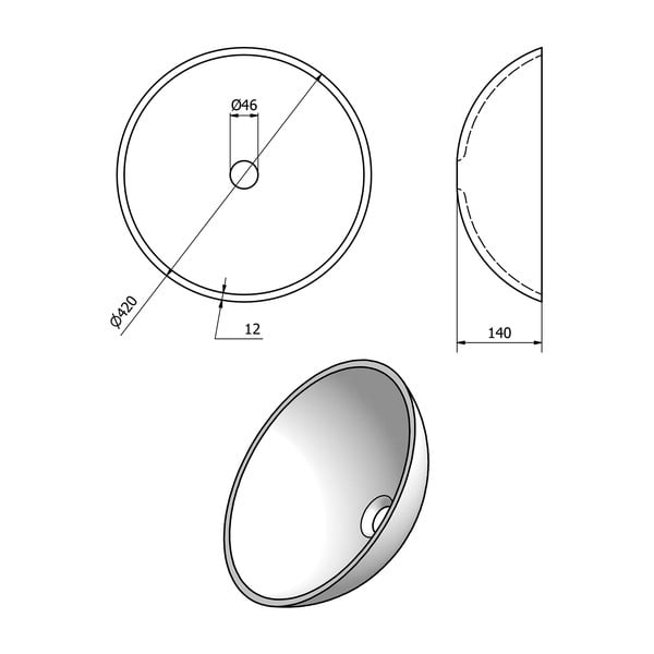 Szklana okrągła umywalka w kolorze złota ø 42 cm Fianna – Sapho-image-4