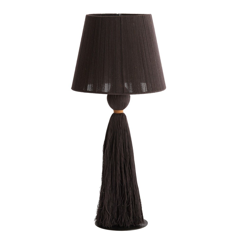 Ciemnobrązowa lampa stołowa z tekstylnym kloszem (wysokość 58 cm) Espino – Light & Living