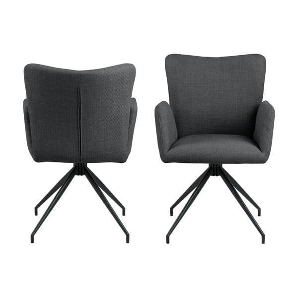 Ciemnoszare tapicerowane fotele jadalniane zestaw z podłokietnikami 2 szt. Laura – Actona-image-3