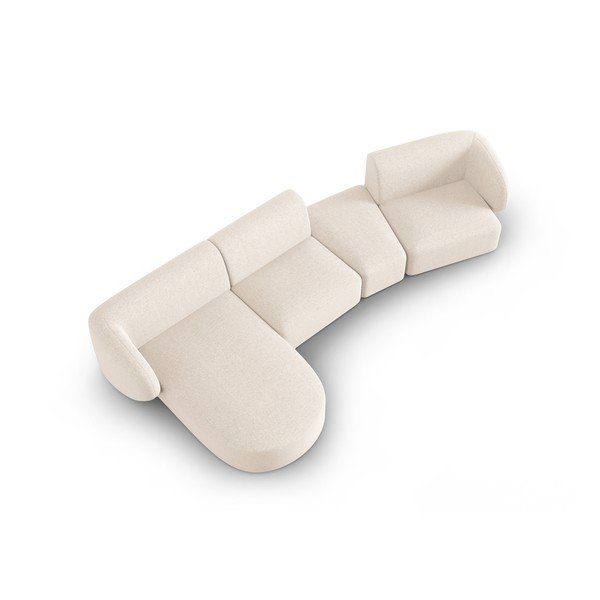 Beżowy narożnik z tkaniny szenilowej (lewostronny/z szezlongiem) Paolo – Milo Casa-image-1