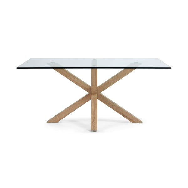 Szklany stół do jadalni z naturalną konstrukcją Kave Home, 160 x 90 cm-image-2