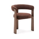Brązowy fotel jadalniany z litego drewna jesionowego z podłokietnikami Granite – Kave Home