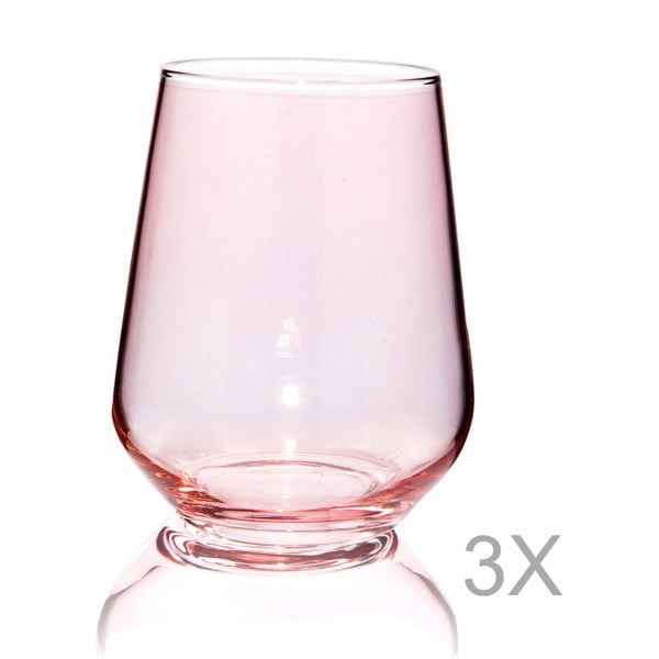 Zestaw 3 różowych szklanek Mezzo Amor, 220 ml