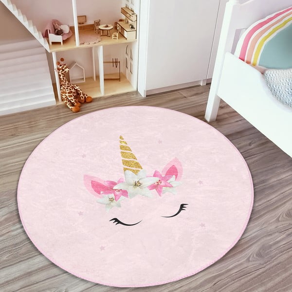 Różowy dywan dziecięcy ø 120 cm Comfort – Mila Home-image-2