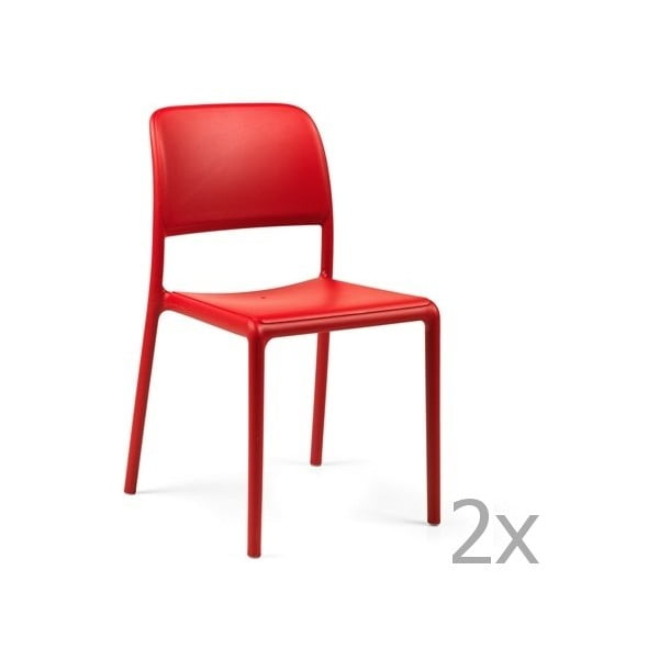 Zestaw 2 czerwonych krzeseł ogrodowych Nardi Riva Bistrot