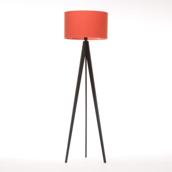 Czerwona lampa stojąca Artist, czarna lakierowana brzoza, 150 cm