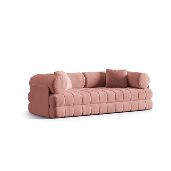 Różowa aksamitna rozkładana sofa 206 cm Kemi – Cosmopolitan Design-image-2