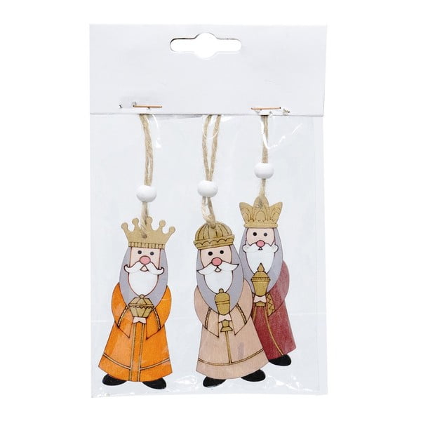 Drewniane ozdoby świąteczne zestaw 3 szt. 18,5 cm Three Kings – Casa Selección-image-1