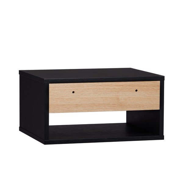 Czarno-naturalna wisząca szafka nocna w dekorze dębu Stripe – Woodman-image-2