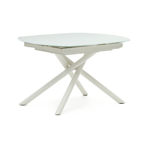 Biały rozkładany stół ze szklanym blatem 100x130 cm Yodalia – Kave Home