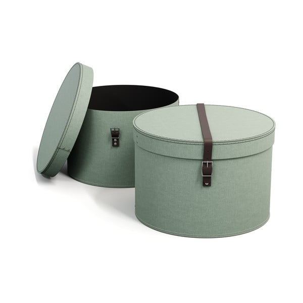 Zielononiebieskie kartonowe pojemniki zestaw 2 szt. z pokrywką ø 37,5x25,5 cm Rut Canvas Paper Laminate – Bigso-image-3