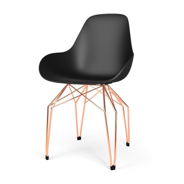 Czarne krzesło z miedzianymi nogami Kubikoff Diamond