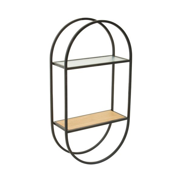 Czarna/w naturalnym kolorze wielopoziomowa metalowa półka 35 cm Mataram – Premier Housewares