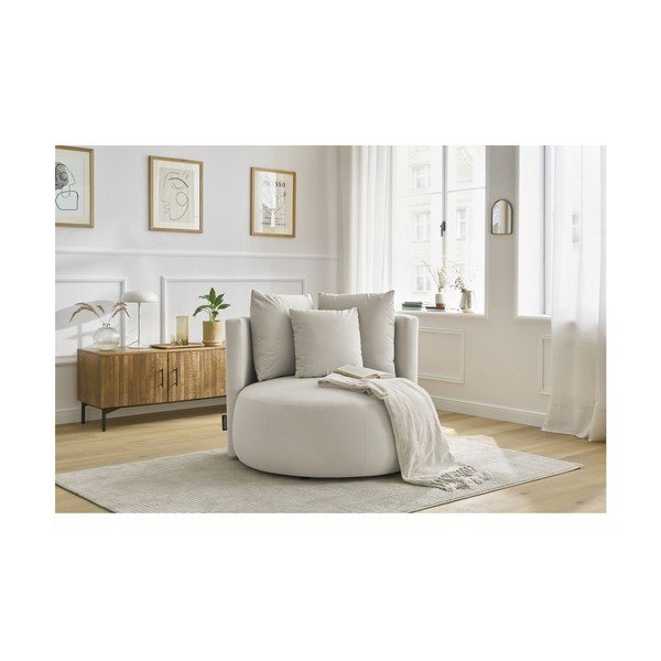 Beżowy aksamitny fotel Cesar – Bobochic Paris-image-1