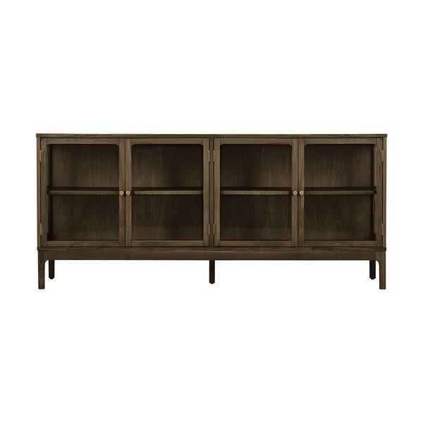 Ciemnobrązowa witryna w dekorze dębu 180x80x40 cm Zamora – House Nordic-image-2