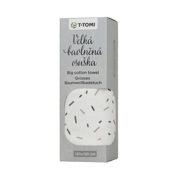 Bawełniany dziecięcy ręcznik T-TOMI Tetra Grey Lines, 120x120 cm-image-1