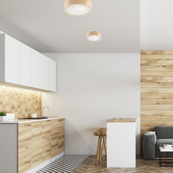 Jasnobrązowa lampa sufitowa ze szklanym kloszem ø 27 cm Eveline – LAMKUR-image-1