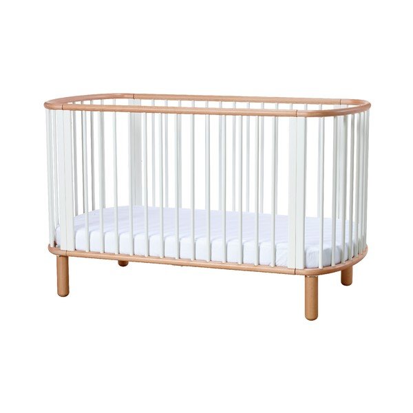 Białe łóżeczko dziecięce z drewna bukowego Flexa Baby, 70x140 cm