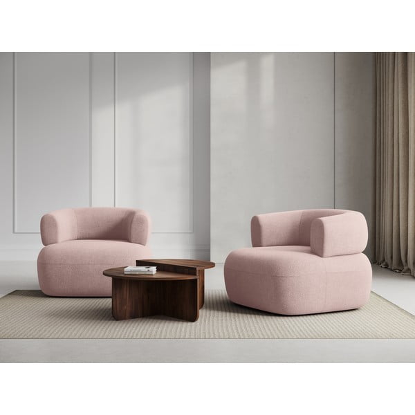 Jasnoróżowy fotel z materiału bouclé Jenny – Micadoni Home-image-1