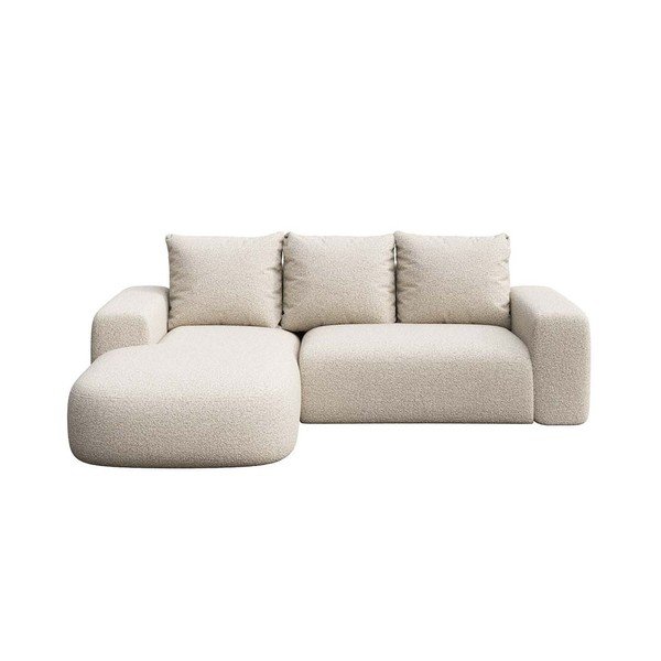 Beżowy narożnik z materiału bouclé (lewostronny/z szezlongiem) Monce – Rodier
