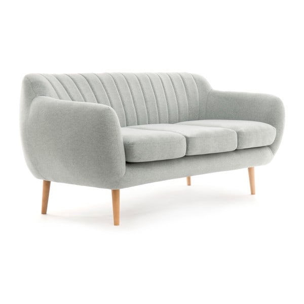 Szaroniebieska sofa 3-osobowa z naturalnymi nogami VIVONITA Kennet
