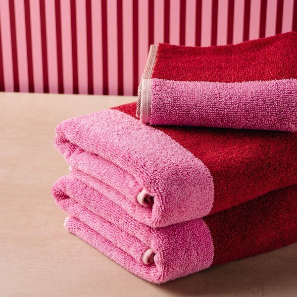Różowe bawełniane ręczniki kąpielowe zestaw 2 szt. frotte 50x100 cm Pixie – ONA-image-2