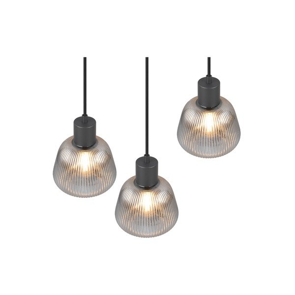 Czarna lampa wisząca ze szklanym kloszem ø 37 cm Tarifa – Trio-image-4