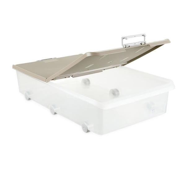 Przezroczysty pojemnik na kółkach pod łóżko z beżową pokrywką Ta-Tay Storage Box-image-1