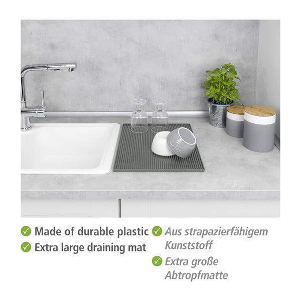 Szara gumowa podkładka do naczyń 40x30 cm Maxi – Wenko-image-3