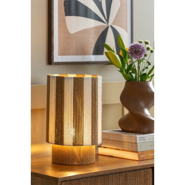 Biała/w naturalnym kolorze lampa stołowa z liny (wysokość 35 cm) Vienna Stripes – Leitmotiv-image-1