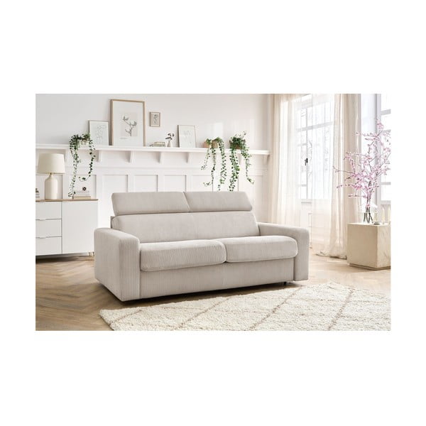 Kremowa sztruksowa rozkładana sofa 195 cm Monaco – Bobochic Paris-image-1