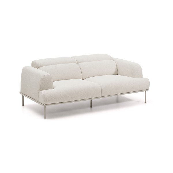Beżowa częściowo rozkładana sofa z tkaniny szenilowej 214 cm Aurum – Kave Home-image-3