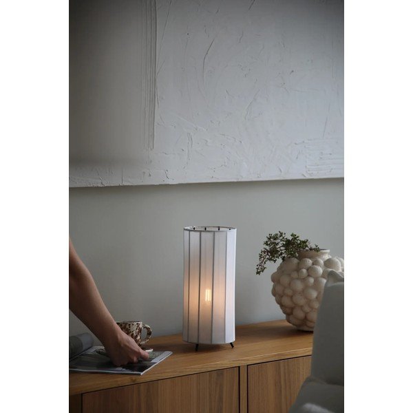 Czarno-biała lampa stołowa z tekstylnym kloszem (wysokość 31,5 cm) Hikari – Markslöjd-image-1