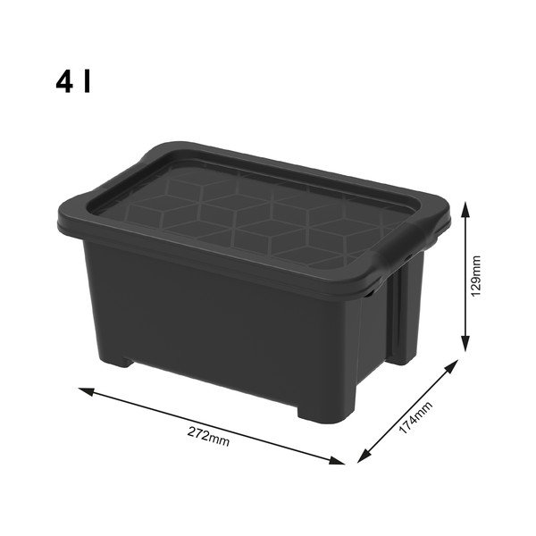 Czarny błyszczący pojemnik plastikowy z pokrywką Evo Easy − Rotho-image-1