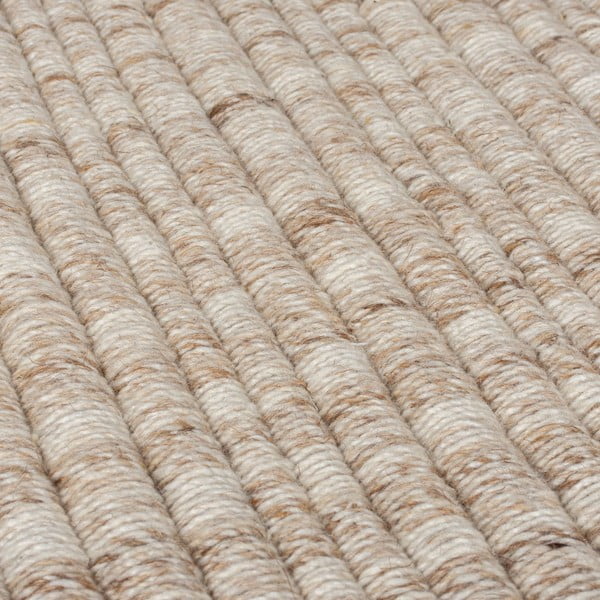 Beżowy dywan z mieszanki wełny tkany ręcznie 120x170 cm Rene Fringed Ribbed – Flair Rugs-image-3
