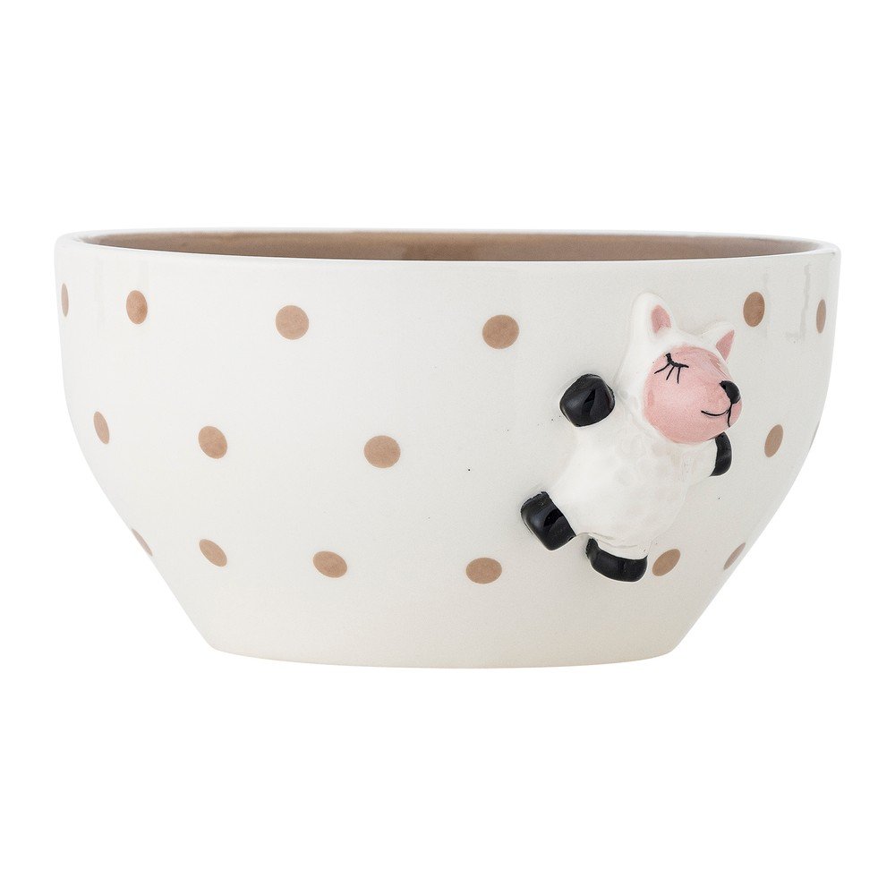 Biało-brązowa kamionkowa miska dla dzieci ø 14 cm Dolly – Bloomingville Mini (zdjęcie 3)