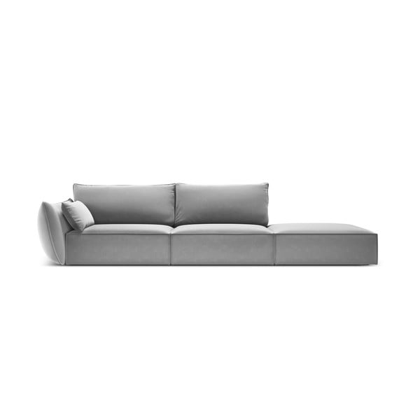 Jasnoszara aksamitna sofa lewostronna 264 cm Vanda – Mazzini Sofas