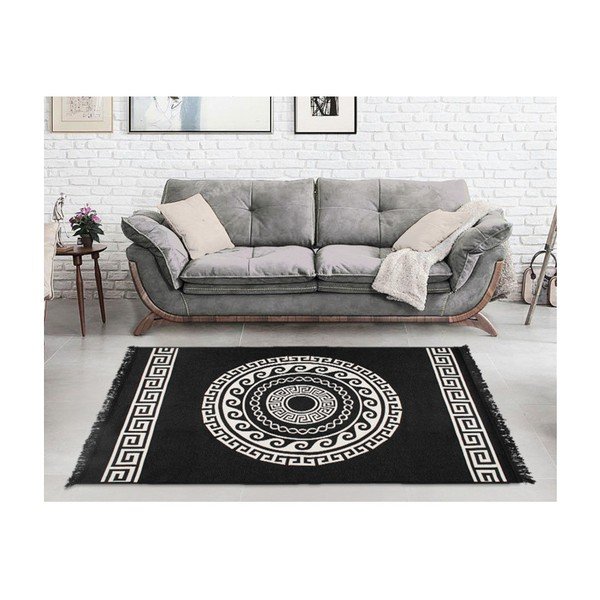 Beżowo-czarny dywan dwustronny Mandala, 120x180 cm-image-3