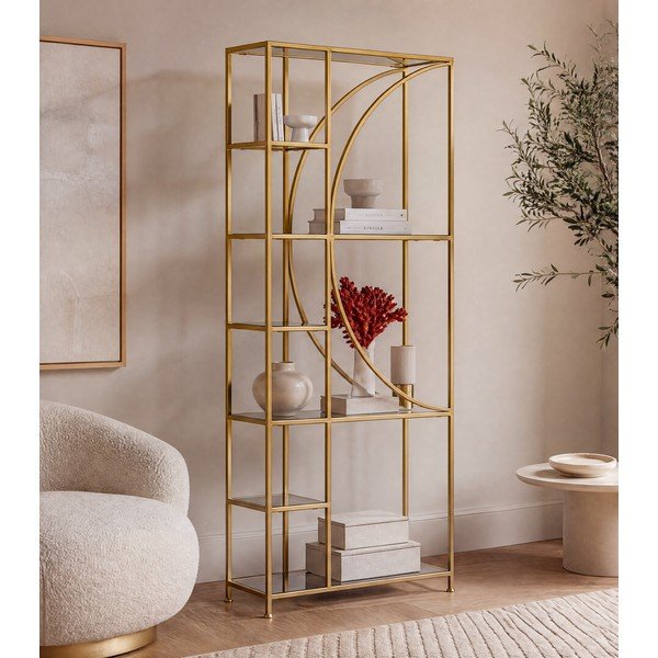 Stalowy regał w kolorze złota 66x176x25,5 cm Elenor – Bizzotto-image-1