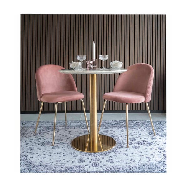 Okrągły stół z blatem w dekorze marmuru ø 70 cm Bolzano – House Nordic-image-2